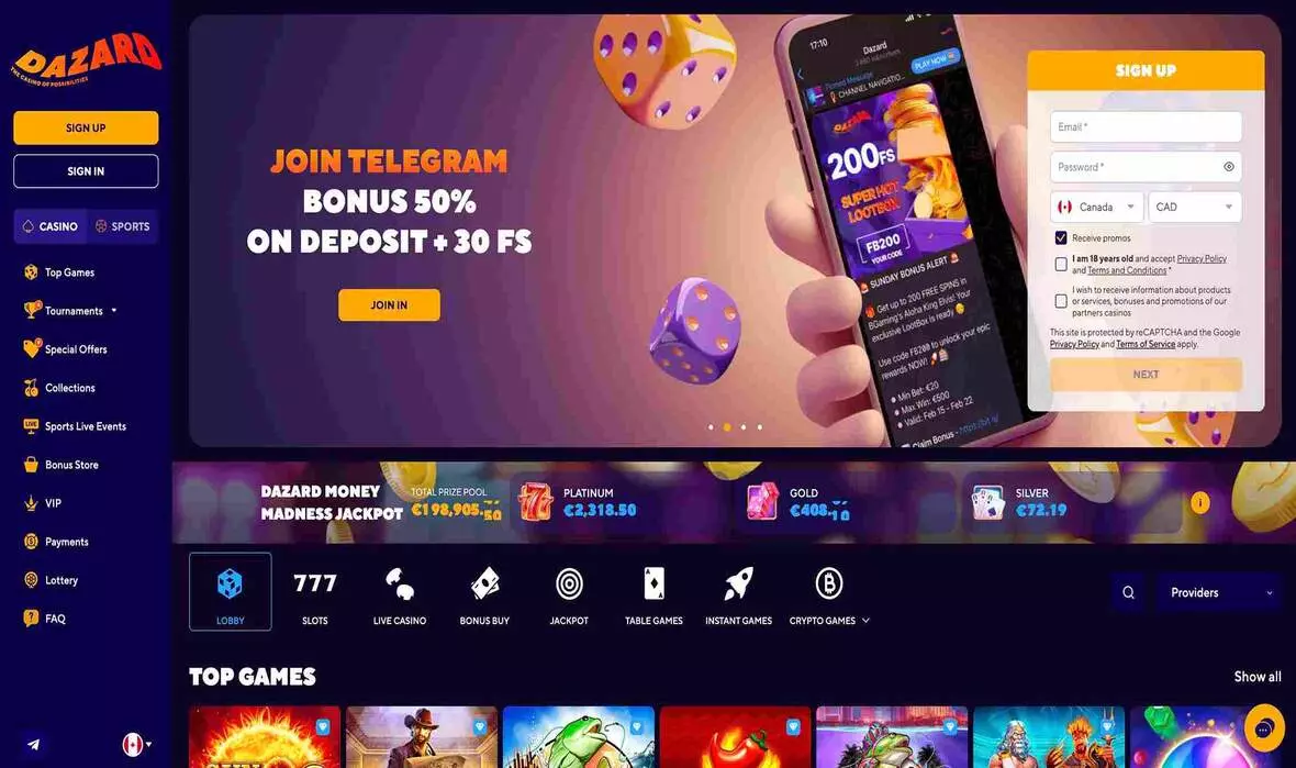 Dazard Casino бонусы